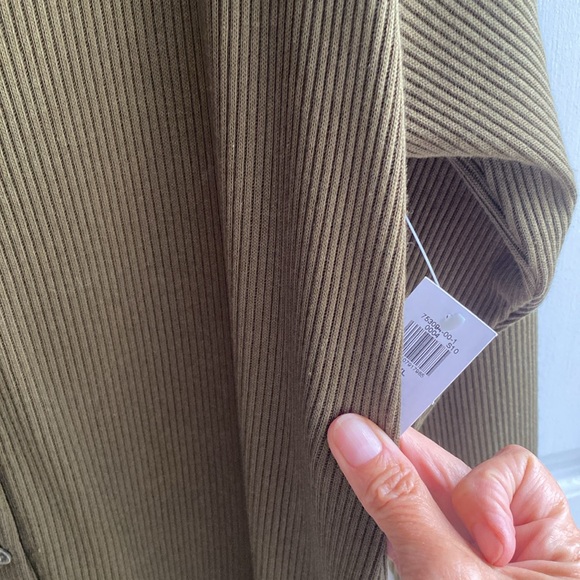 Ribbed Fit and Flare Henley Olive Green Midi Dress NEW XL - Picture 5 of 5